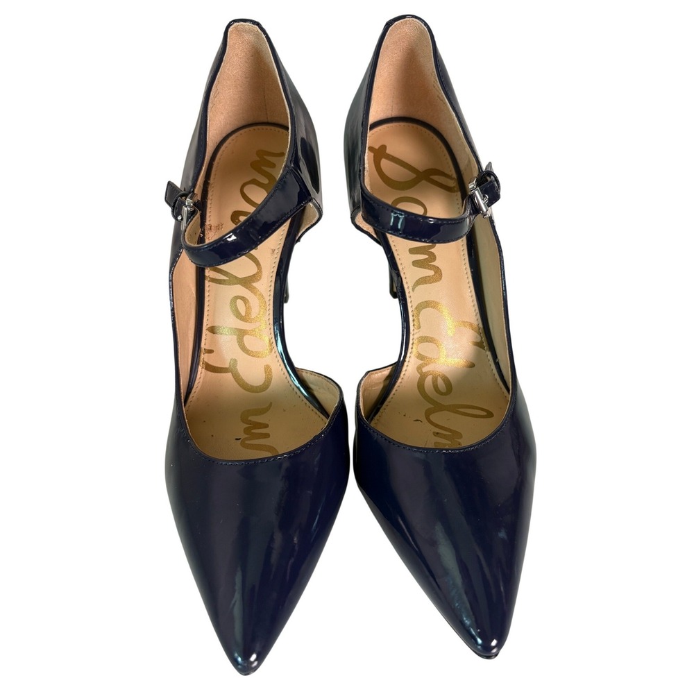 Sam Edelman Navy Blue Patent Leather Mary Jane d'Orsay Pumps Heels 6.5